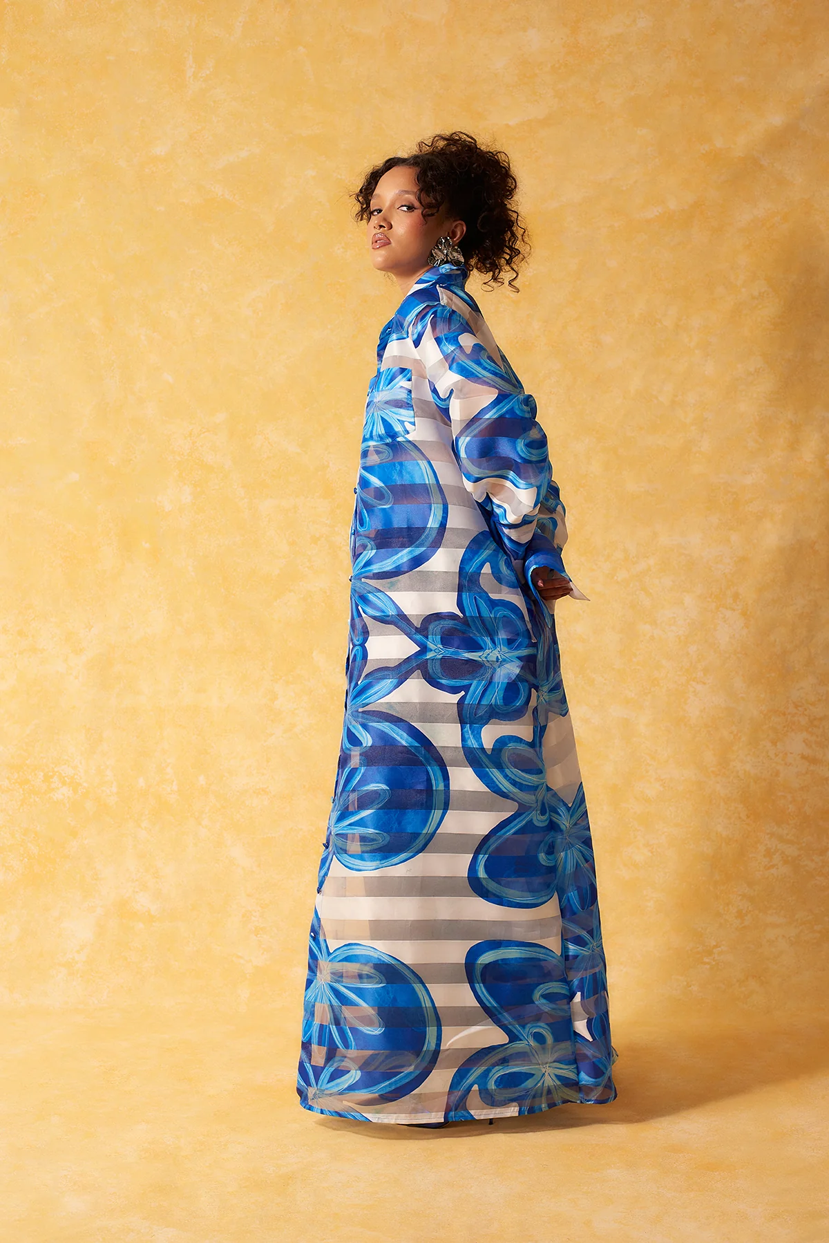 Amira Technical Organza Oversized Long Sleeve Shirt Dress - Dolce Vita Print - Image 4