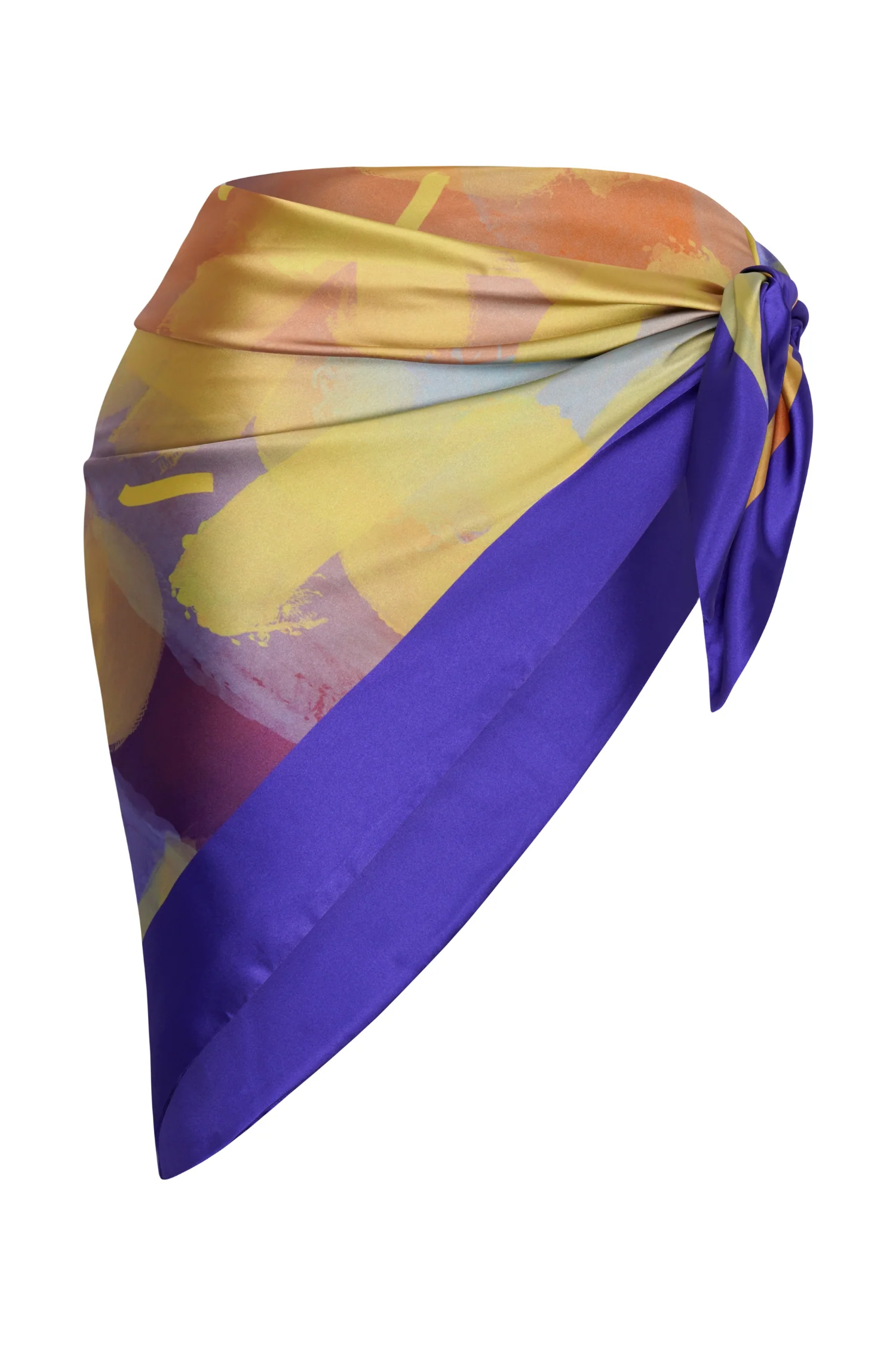 Elysia Silky Satin Scarf - Ayo Print - Yellow - Image 6