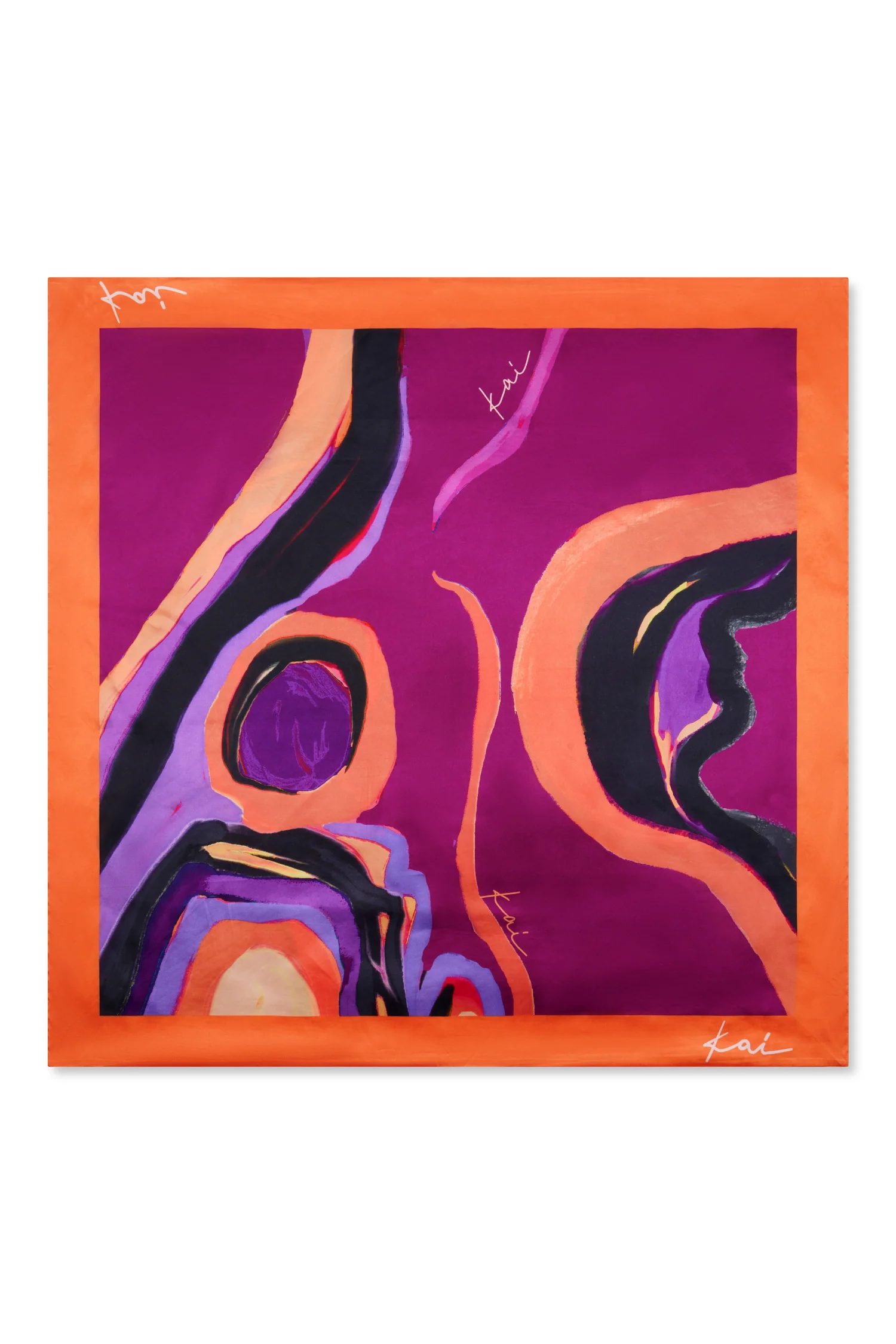 Elysia Silky Satin Scarf - Isimi Print - Magenta - Image 4