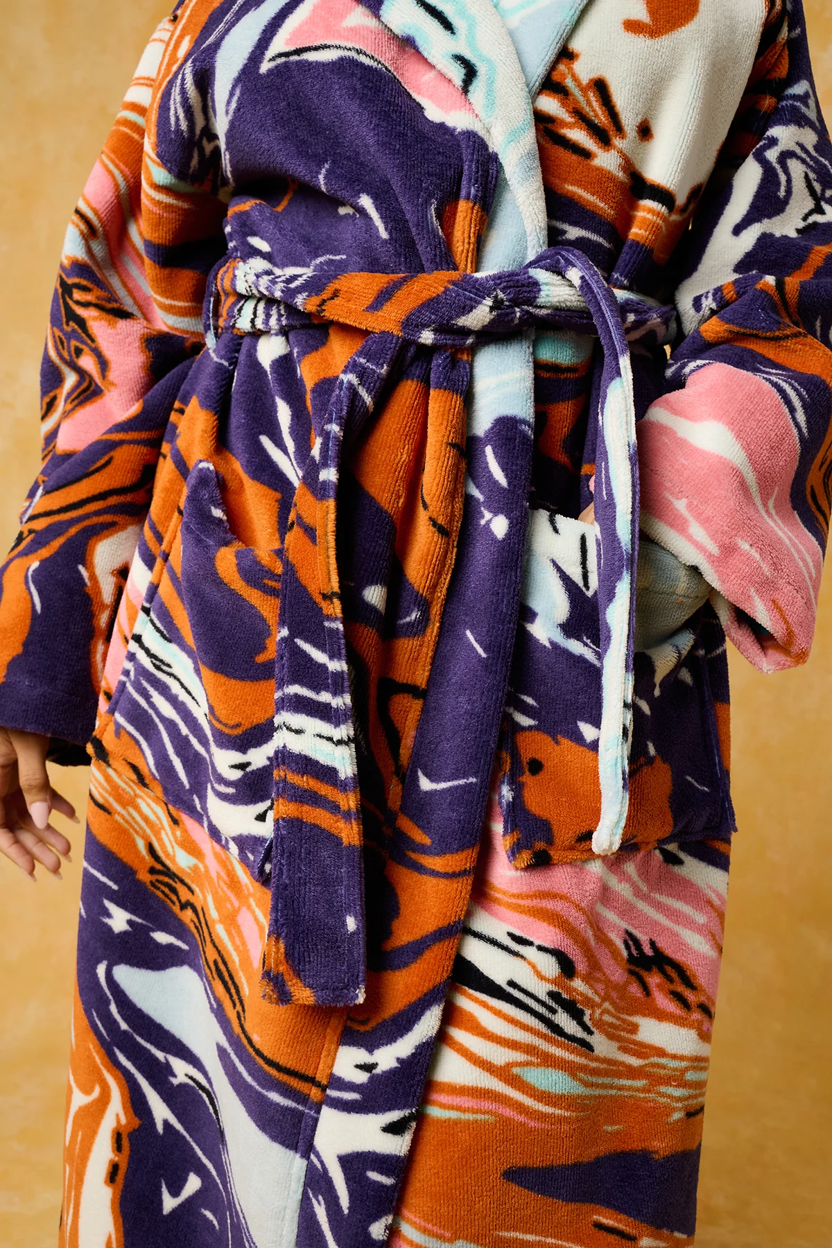 Gaia Hooded Printed Robe - Purple - Image 4