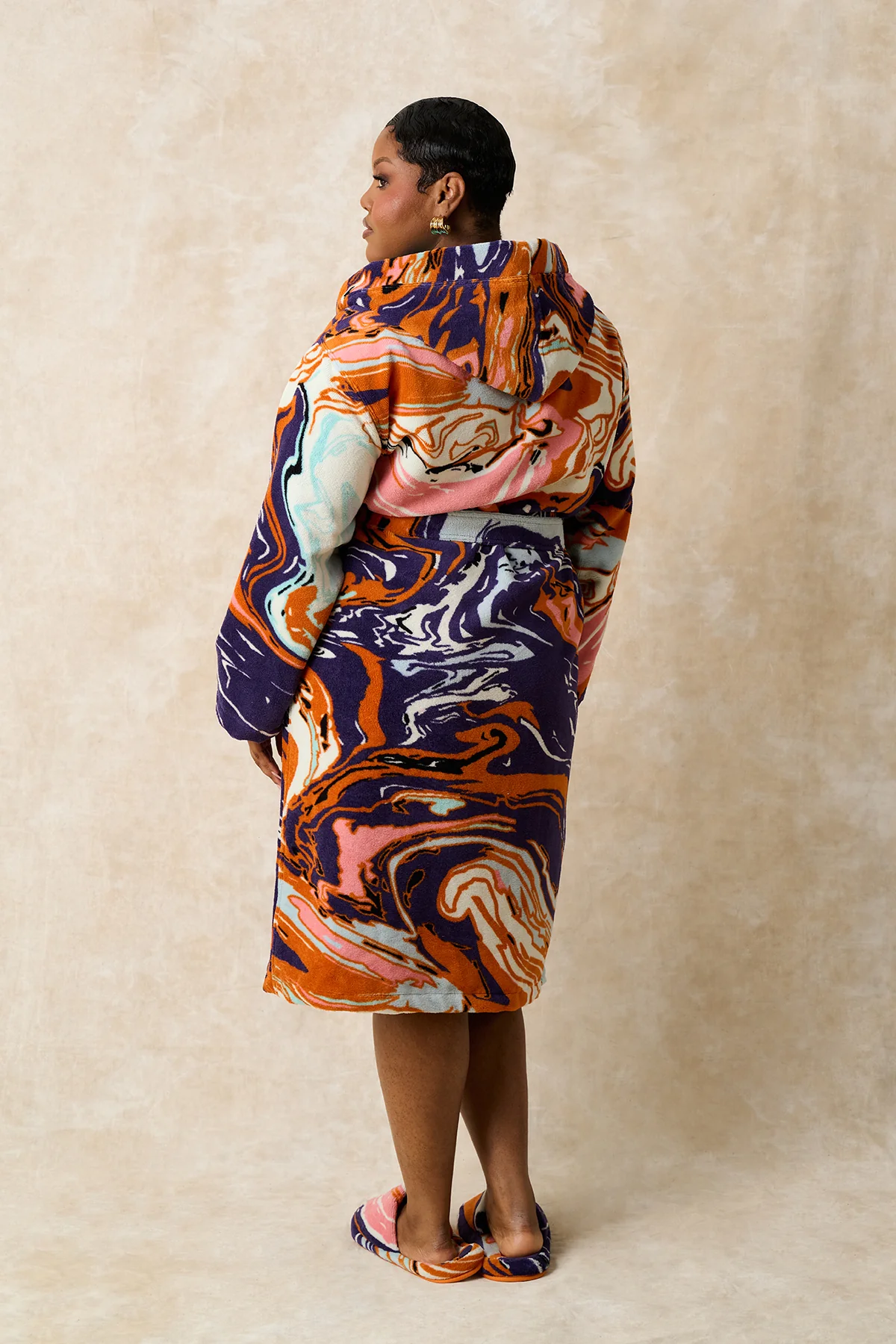 Gaia Hooded Printed Robe - Purple - Image 7