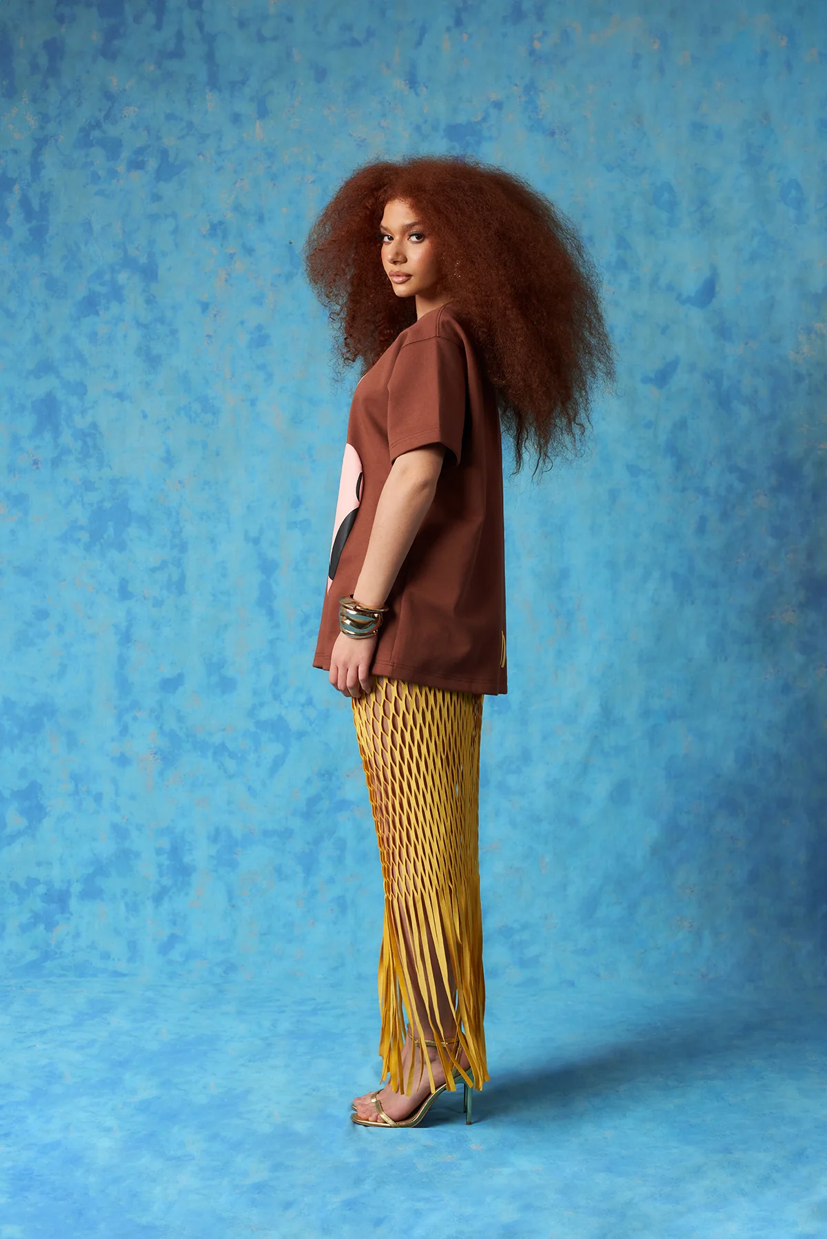 Kaili Oversized Cotton Logo Printed T-Shirt - Brown - Image 4