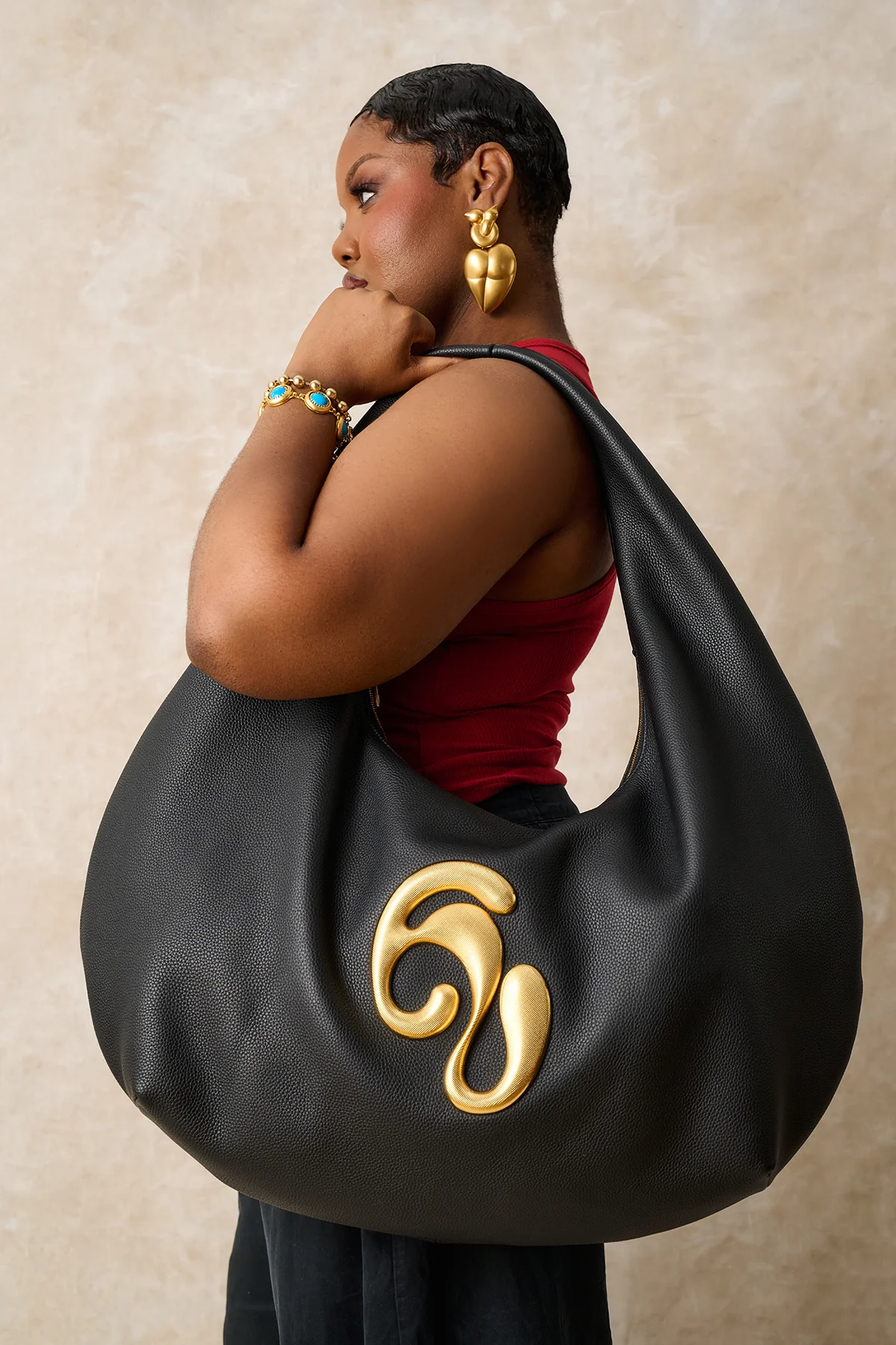 London Togo Leather Maxi Handbag - Black - Image 12